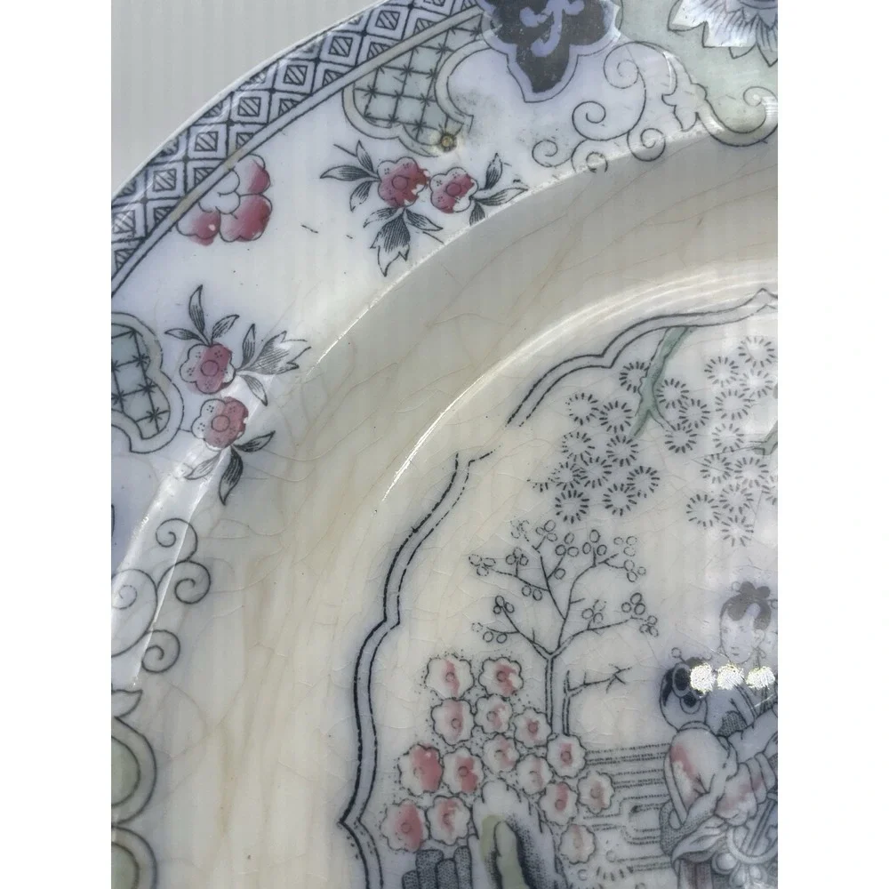 3 pc Antique‎ P. Regout Canton Chinese Pattern Polychrome Transferware Plates